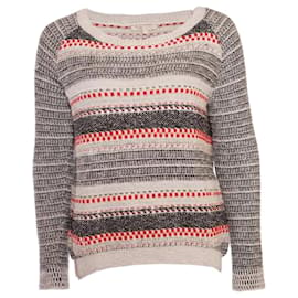 Maje, Blanquecino/De color negro/suéter rojo con lurex en talla 2/METRO.