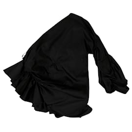 Autre Marque Blusa Petersyn asimétrica con volantes negro algodón
