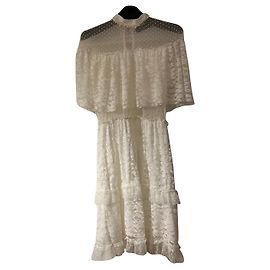 Vestido Topshop de encaje con volantes color crema Talla 34