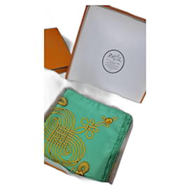 Pañuelo de seda Hermès Brandebours Verde claro
