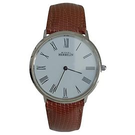 Michel Herbelin Extra Flat Unisex Uhr Stahl Leder Camel