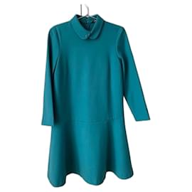 Tara Jarmon Kleid Türkis Dreiviertelärmel Größe 36