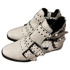 Topshop Cowboystiefel aus weißem Leder