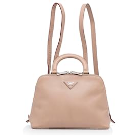 Prada Brown Saffiano Lux Promenade Rucksack