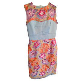 Robe Erdem en soie rose argenté orange