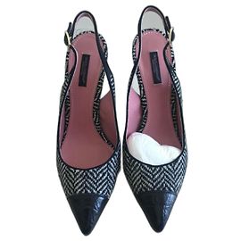 Dolce & Gabbana Décolleté in Lana e Pelle Nero e Bianco 38