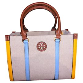 Borsa tote Tory Burch beige in tessuto piccola