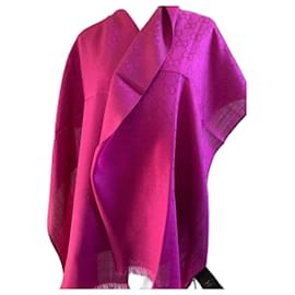 Sciarpa Gucci GG stampa fucsia lana e seta