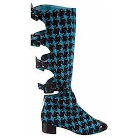 Chanel und Karl Lagerfeld 07BEIM 2007 TÜRKIS TWEED Stiefel