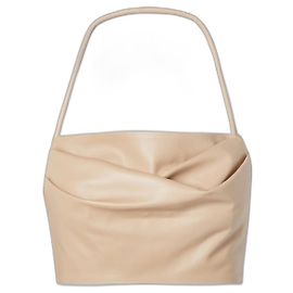 Top corto de cuero Balmain beige