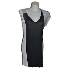 Vestido midi Costume National preto branco turquesa