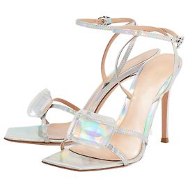 Sandali Gianvito Rossi Diamond Argentati in Pelle Vernice