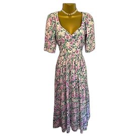 Autre Marque Laura Ashley Vestido de Té de Pradera Floral de Algodón Vintage para Mujer EE. UU. 6 Reino Unido 10 raro 1980