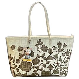 FENDI Zucca Spalmati Floral bestickte große Roll-Tragetasche