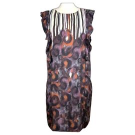 Whistles Silk Tunic Frill Front Sleeveless Shift Dress w Pockets UK 8 US 4 EU 36