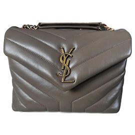 Borsa a mano Saint Laurent Loulou Small Beige in pelle