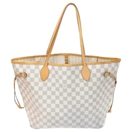 Borsa Louis Vuitton Neverfull MM Damier Azul Bianca Pelle
