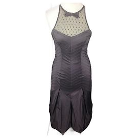 KAREN MILLEN Original Damen Braunes, figurbetontes, figurbetontes Kleid mit Blasensaum UK 8