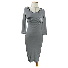Ralph Lauren Gestreiftes Kleid Schwarz Weiß Baumwolle
