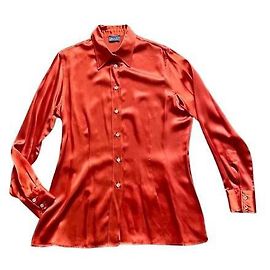 Autre Marque Blusa in raso di seta arancione paprika