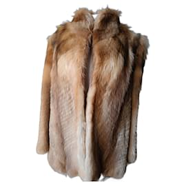 Abrigo de piel de conejo beige camel - Autre Marque
