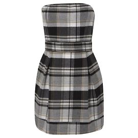 FRENCH CONNECTION Damen-Wollkleid mit Schottenmuster und Karomuster in Schwarz und Grau UK 8