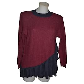 Suéter Asos rojo oscuro y azul oscuro lana viscosa nailon