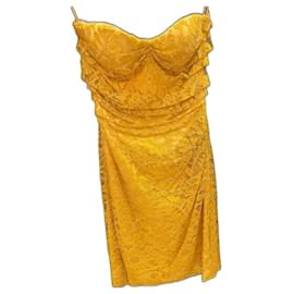 Dolce & Gabbana Gelbes Spitzenkleid mit Bustier