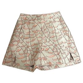 Topshop Satin Shorts Weiß Rosa Blattmuster