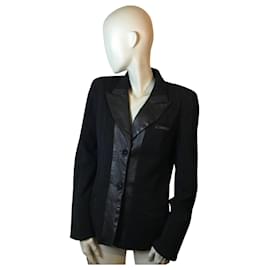 Gestreifte Jacke aus Wolle und Leder Marine Babini - Autre Marque