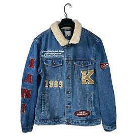 Autre Marque Giacca in denim Karl Kani con toppe indaco