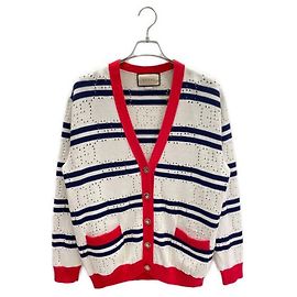 ***GUCCI GG gestrickter gestreifter Baumwoll-Cardigan