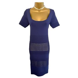 Reiss Abito aderente a maniche corte con fasciatura all'uncinetto blu lavanda taglia S UK 8/10
