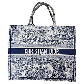 Borsa tote Dior Book piccola in tela blu navy