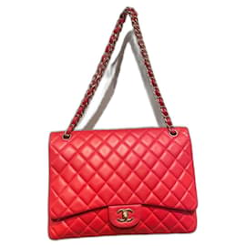 Borsa Chanel Maxi Jumbo Rossa in Pelle Liscia