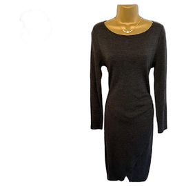 Michael Kors Graues Wollmischung-Langarm-Bodycon-Kleid, Größe L UK 12/14 US 8/10