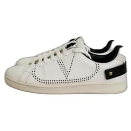 Sneakers Valentino Garavani Back Net in pelle bianca