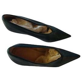 Céline Pumps aus Leder Blau Petrol