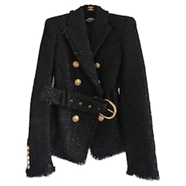 Chaqueta Balmain de lana negra con botones dorados