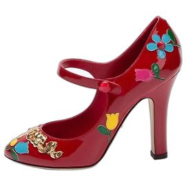 Dolce & Gabbana DG Amore Patent Leather Heels Red