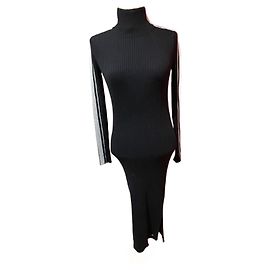 Vestido largo Tommy Hilfiger negro y plateado de algodón