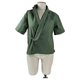 Kenzo Kimono Blazer Oberteil Grün Baumwolle