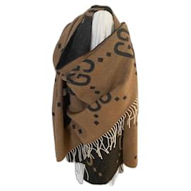 MAXI-KARIERDECKEN-PONCHOSCHAL XXL GUCCI REVERSIBEL 100% Cachemire - Gucci