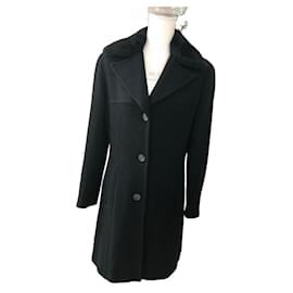 Abrigo de lana Max & Co negro con cuello de pelo sintético