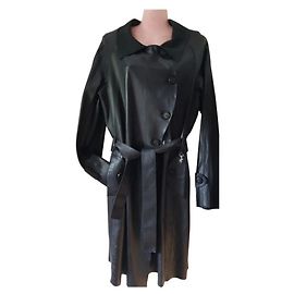 Autre Marque Gabardina de piel de cordero negra
