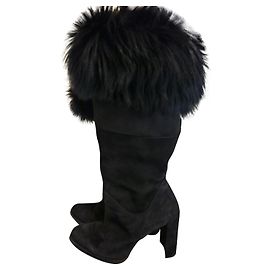 Stuart Weitzman Stivali con tacco grosso in pelle scamosciata