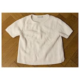 Zara weißer Kurzarm Pullover aus Baumwolle cropped