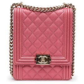 Chanel Boy Flap North South in Caviar Trapuntato Rosa