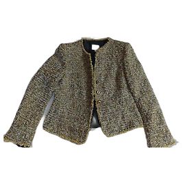 Blazer Armani Collezioni de tweed amarillo forro de seda