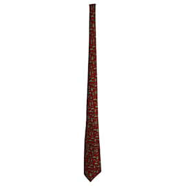 Hermès Hermes Trees Printed Tie in Red Silk